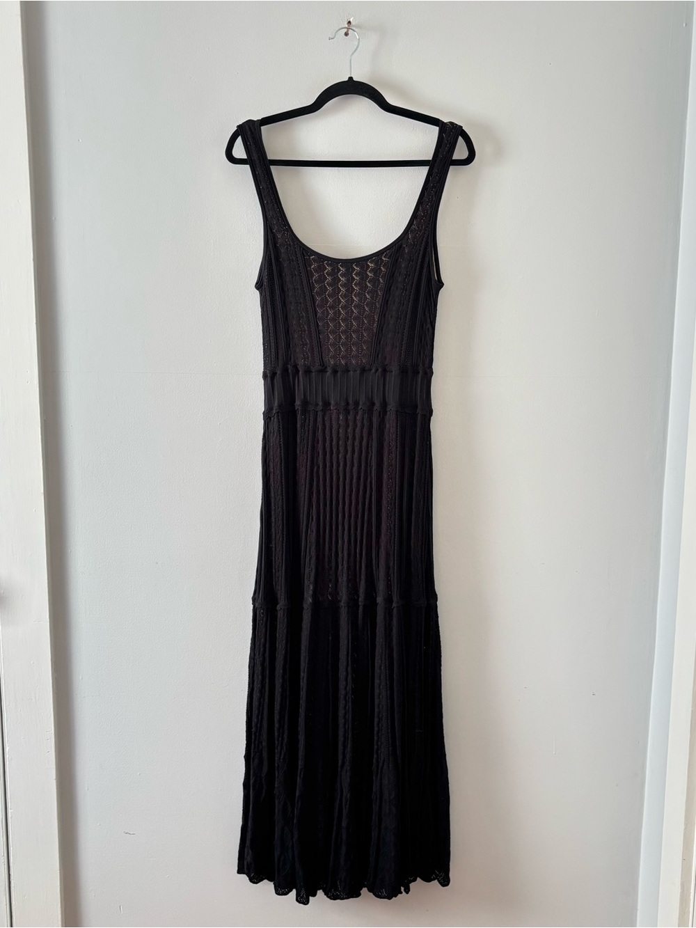 ME+EM Scoop Neck Pointelle Knit Maxi Dress Sleeveless Lined Crochet Stretch - Picture 9 of 10